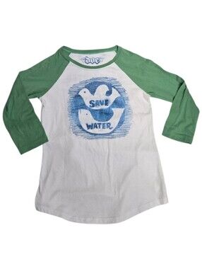 VINTAGE Doe Y2K Save Water gorp eco friendly raglan baseball tee shirt L
